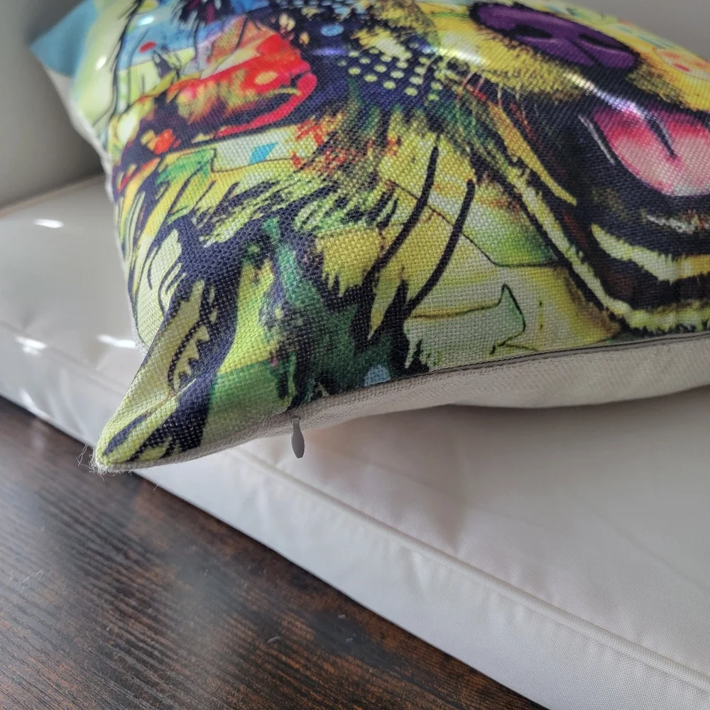 Dog Design Colorful Dog Print Throw Pillow cover
